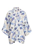 Women's Elizabeth And James Drew Floral Print Kimono Jacket /small - Blue