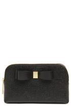 Ted Baker London Emmahh Bow Small Leather Cosmetics Case, Size - Black