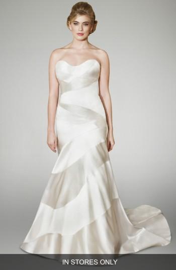 Women's Matthew Christopher Blake Strapless Silk Trumpet Gown, Size - White