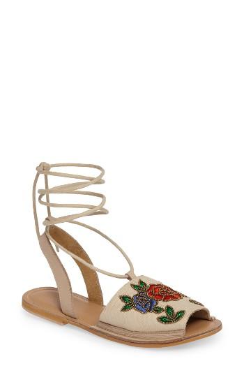 Women's Topshop Halle Embroidered Sandal .5us / 36eu - Beige
