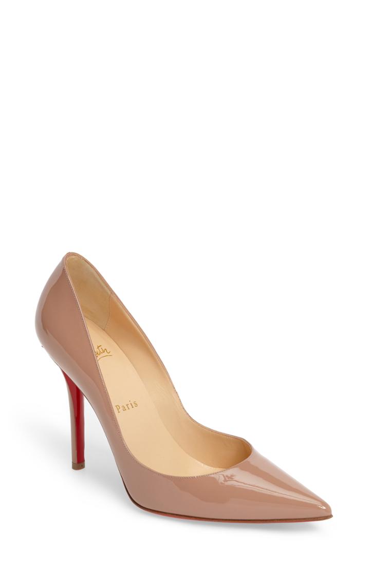 Women's Christian Louboutin Apostrophy Pointy Toe Pump .5us / 38.5eu - Beige