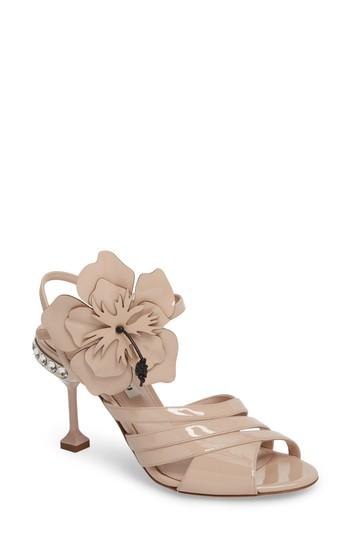 Women's Miu Miu Flower Applique Sandal Us / 36eu - Beige