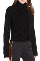 Women's Pam & Gela Side Slit Turtleneck Sweater, Size - Black