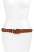 Women's Treasure & Bond Oval Buckle Whipstitched Leather Belt - Brown Saddle