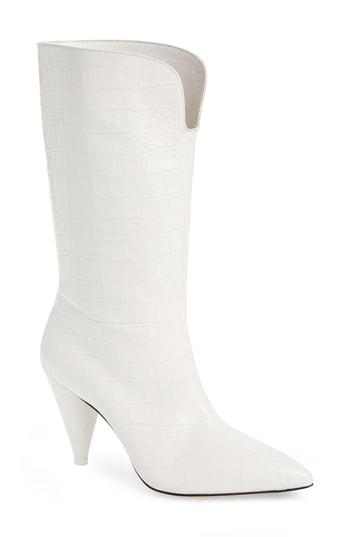 Women's Attico Betta Croc Embossed Mid Calf Bootie Us / 40eu - White