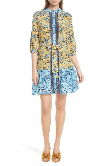 Women's Saloni Tyra Print Silk Fit & Flare Dress - Blue