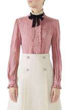 Women's Gucci Tie Neck Ruffle Detail Silk Blouse Us / 44 It - Pink