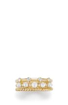 Women's David Yurman Petite Perle Narrow Multi Row Ring With Pearls And Diamonds