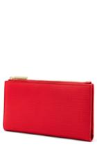 Women's Dagne Dover Signature Slim Coated Canvas Wallet - Red