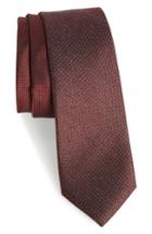 Men's Calibrate Kenton Textured Silk Blend Skinny Tie, Size - Red