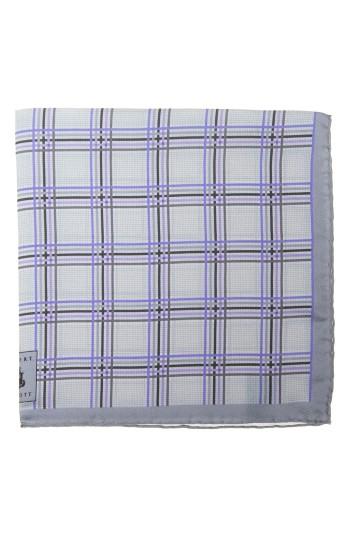 Men's Robert Talbott Plaid Silk Pocket Square, Size - Grey