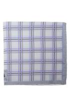 Men's Robert Talbott Plaid Silk Pocket Square, Size - Grey