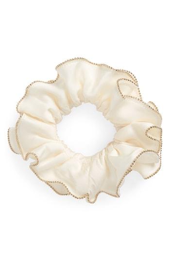 Tasha Gold Edge Scrunchie, Size - Ivory