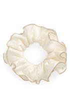 Tasha Gold Edge Scrunchie, Size - Ivory
