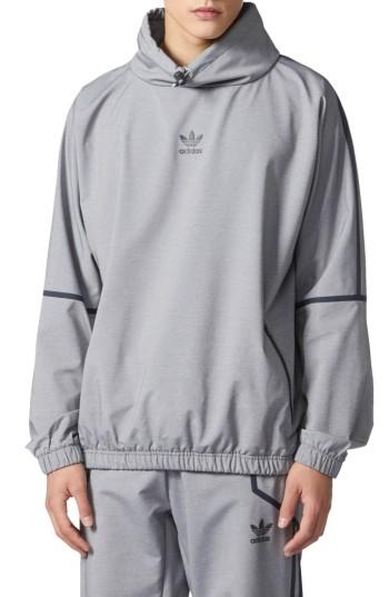Men's Adidas Taped Mock Neck Windbreaker - Grey