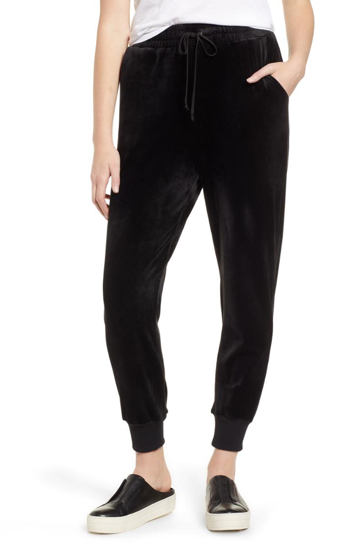 Women's Caslon Off Duty Velour Jogger Pants - Black