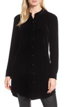 Women's Eileen Fisher Long Velvet Shirt, Size - Black