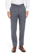 Men's Incotex Flat Front Solid Wool Trousers - Grey