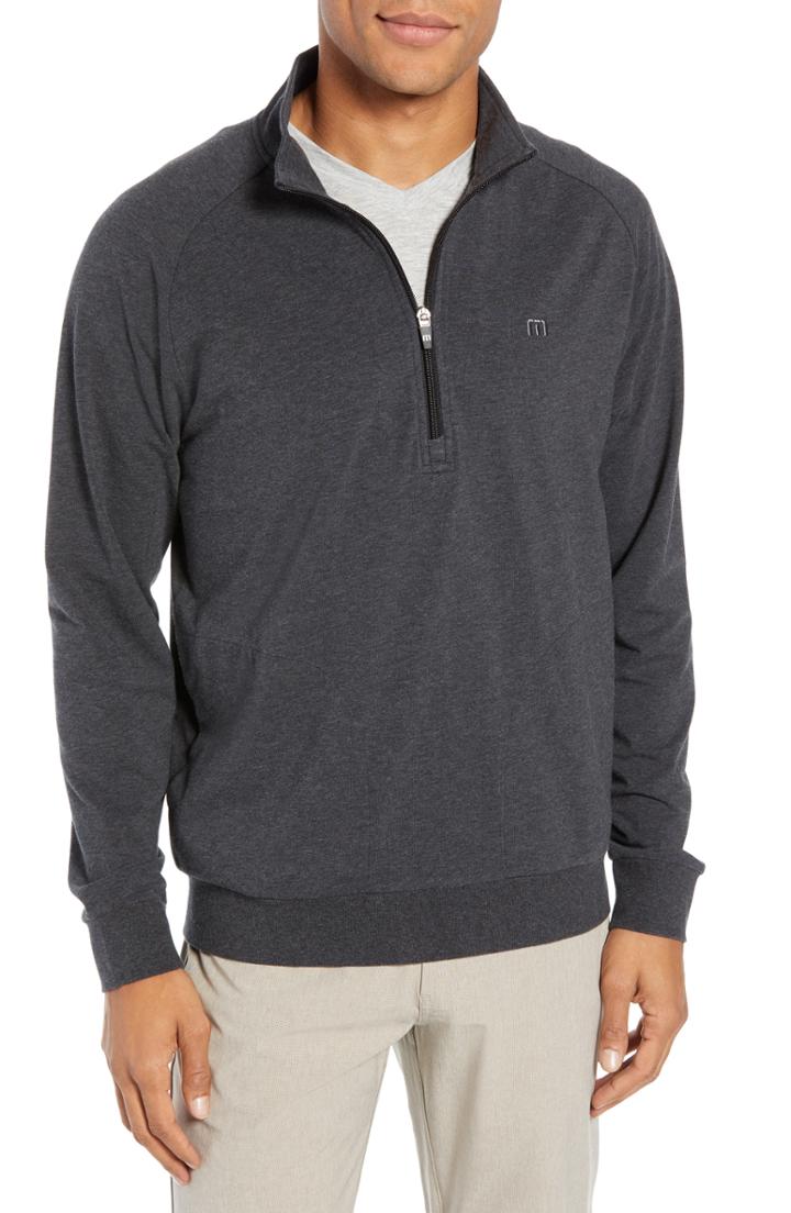Men's Travis Mathew Zachary Half Zip Pullover, Size - Grey