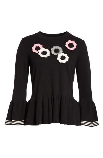Women's Kate Spade New York Crochet Flower Peplum Sweater - Black