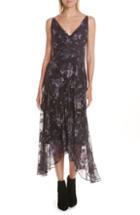 Women's Grey Jason Wu Winter Floral Fil Coupe Midi Dress - Black