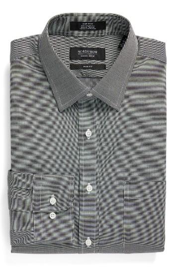 Men's Nordstrom Men's Shop Trim Fit Non-iron Solid Dress Shirt 32/33 - Grey