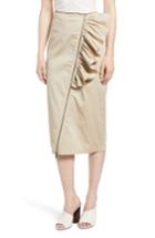 Women's Chelsea28 Asymmetrical Zip Ruffle Midi Skirt, Size - Beige