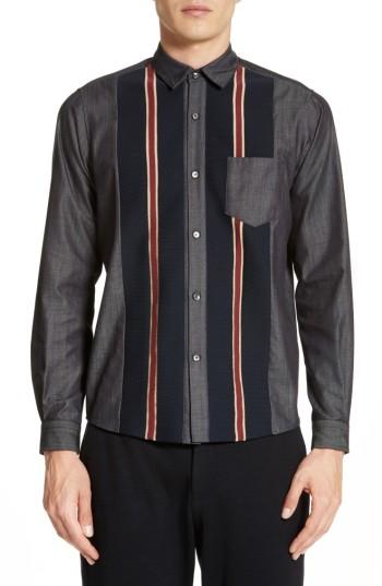 Men's Tomorrowland Tricot Stripe Sport Shirt - Blue