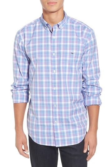 Men's Vineyard Vines Tucker Terrapin Plaid Classic Fit Sport Shirt, Size - Purple