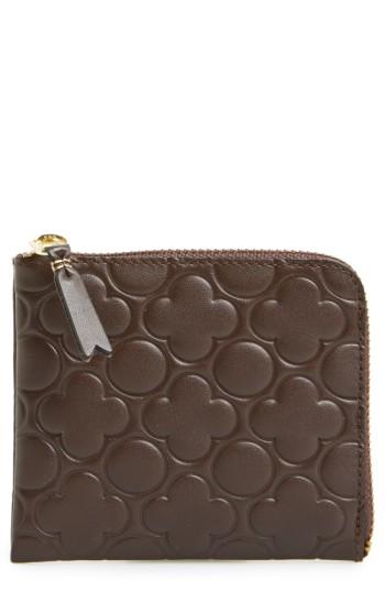 Women's Comme Des Garcons Small Embossed Half Zip French Wallet -