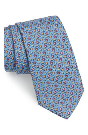 Men's Vineyard Vines Fall Leaves Silk Tie, Size - Blue