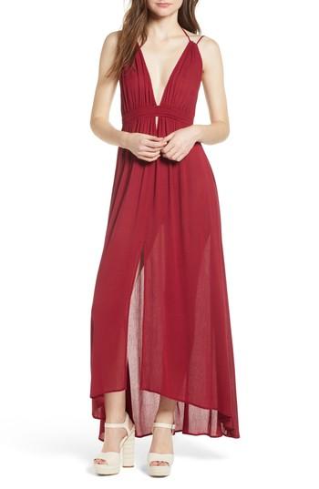 Women's Astr The Label Gauze Crinkle Maxi Dress - Burgundy