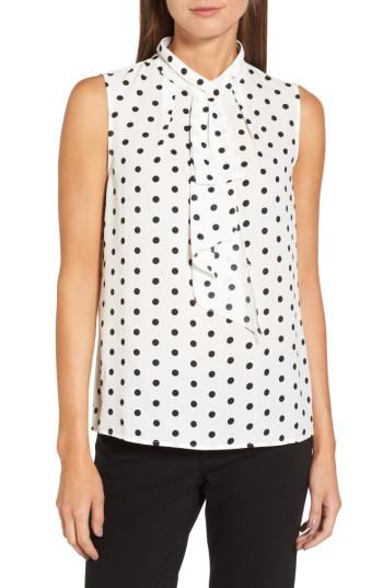 Women's Vince Camuto Polka Dot Jabot Blouse - White