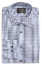 Men's Nordstrom Men's Shop Traditional Fit Non-iron Check Dress Shirt .5 - 32/33 - Blue