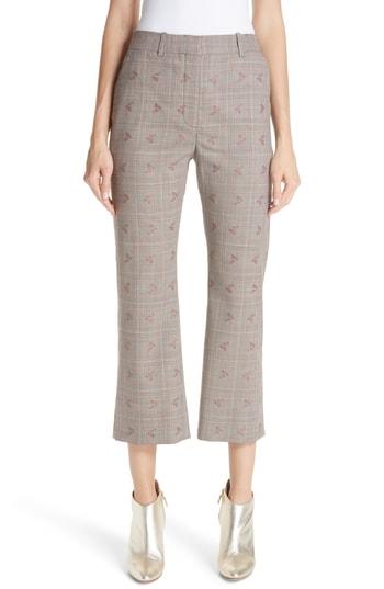 Women's Altuzarra Adler Floral Plaid Crop Flare Pants Us / 38 Fr - Brown