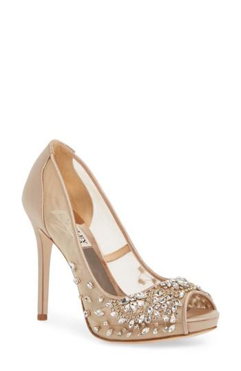 Women's Badgley Mischka Pepper Peep Toe Pump M - Beige