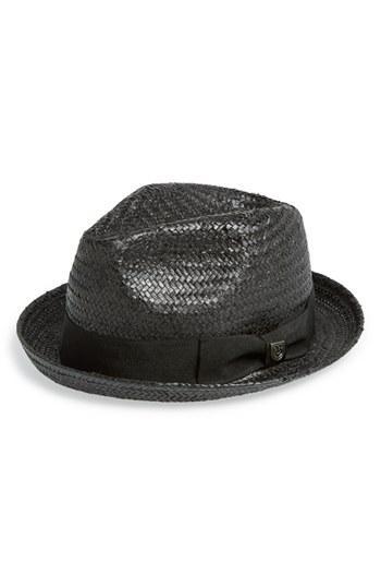 Brixton 'castor' Straw Fedora Black/black