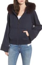 Women's Bagatelle The Luxe Hooded Jacket With Genuine Fox Fur Trim - Blue