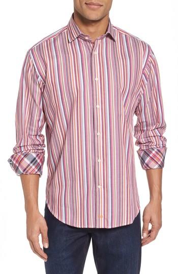 Men's Thomas Dean Fit Stripe Sport Shirt