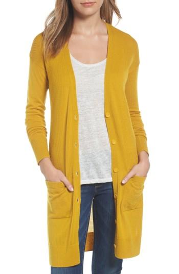 Women's Halogen Rib Knit Wool Blend Cardigan - Green