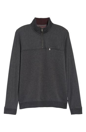 Men's Ted Baker London Livstay Slim Fit Quarter Zip Pullover (xl) - Black