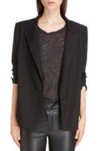 Women's Isabel Marant Riane Stretch Linen Blend Blazer Us / 36 Fr - Black