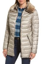 Women's Barbour Munro Water Resistant Quilted Jacket With Faux Fur Collar Us / 10 Uk - Beige