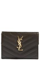 Saint Laurent Monogram Leather Passport Case - Black