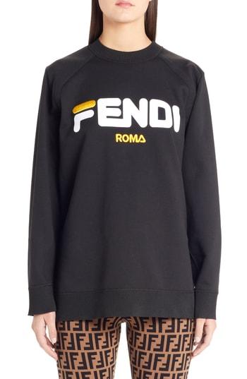 Women's Fendi Sport Logo Sweatshirt - Black