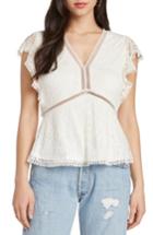 Women's Willow & Clay Contrast Lace Peplum Top - White