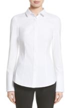 Women's Lafayette 148 New York Azra Jersey Sleeve Blouse - White