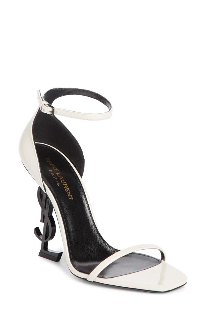 Women's Saint Laurent Opyum Ysl Ankle Strap Sandal Us / 34eu - White
