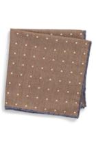 Men's Eleventy Dotted Wool & Cotton Pocket Square, Size - Brown