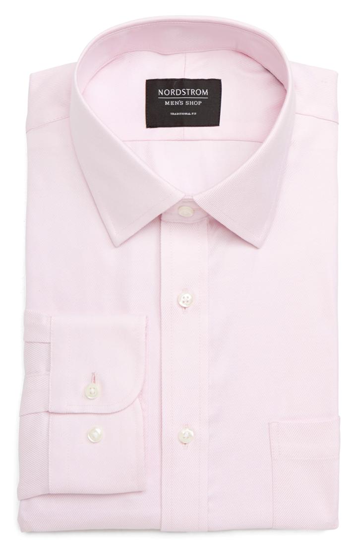 Men's Nordstrom Men's Shop Traditional Fit Solid Dress Shirt .5 - 34/35 - Pink